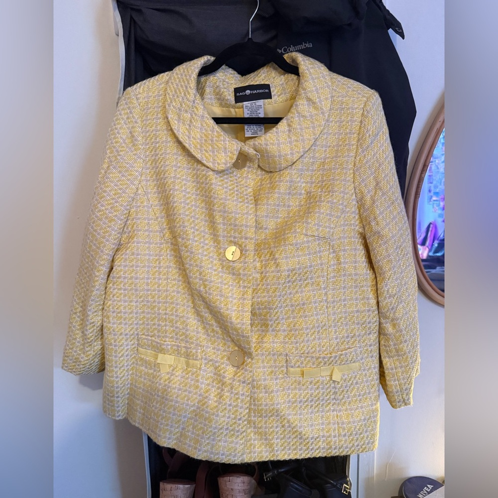 Vintage Sag Harbor Yellow Tweed Jacket